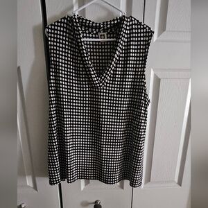 Anne Klein Black and White Polka Dot Sleeveless Top